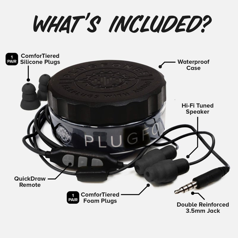 Plugfones Guardian Plus in-Ear Earplug Earbud Hybrid - Noise Reduction in-Ear Headphones with Noise Isolating Mic and Controls (Black) - Image 5